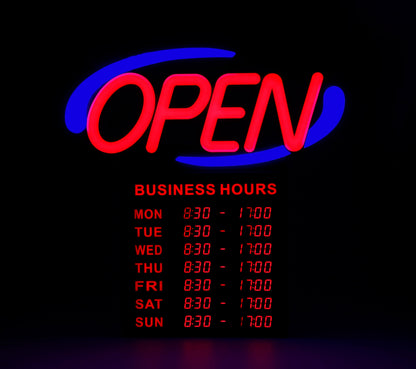 AOPB-20 ADD CANADA Premier Remote Bright Led Open Sign with Adjustable Business Hours and Flashing Effects for Retail Restaurant Business