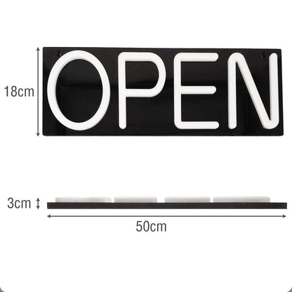 AOP50  ASSUR Neon Open Sign, Open Neon Sign, Open LED Sign 20x 7 inch, Ultra-Light White with Hanging Chain, Direct Plug-In 12V Power Adapter