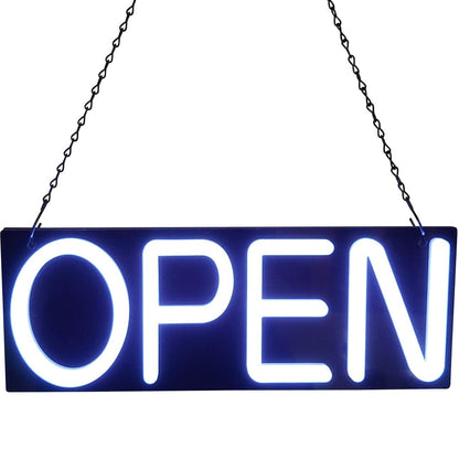 AOP50  ASSUR Neon Open Sign, Open Neon Sign, Open LED Sign 20x 7 inch, Ultra-Light White with Hanging Chain, Direct Plug-In 12V Power Adapter