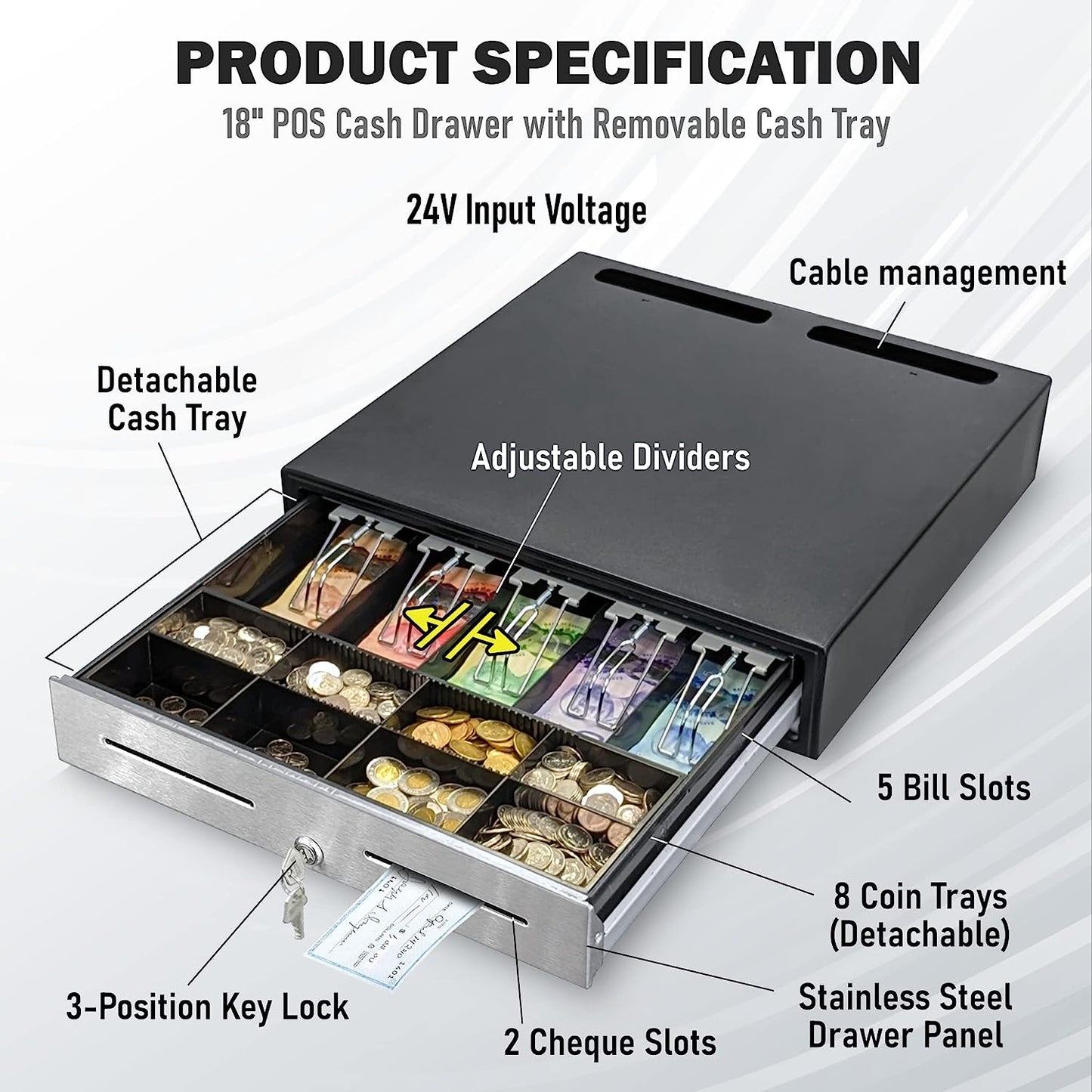 The Heavy Duty Cash Drawer offers both security and efficiency, making it an ideal addition to your point of sale system.