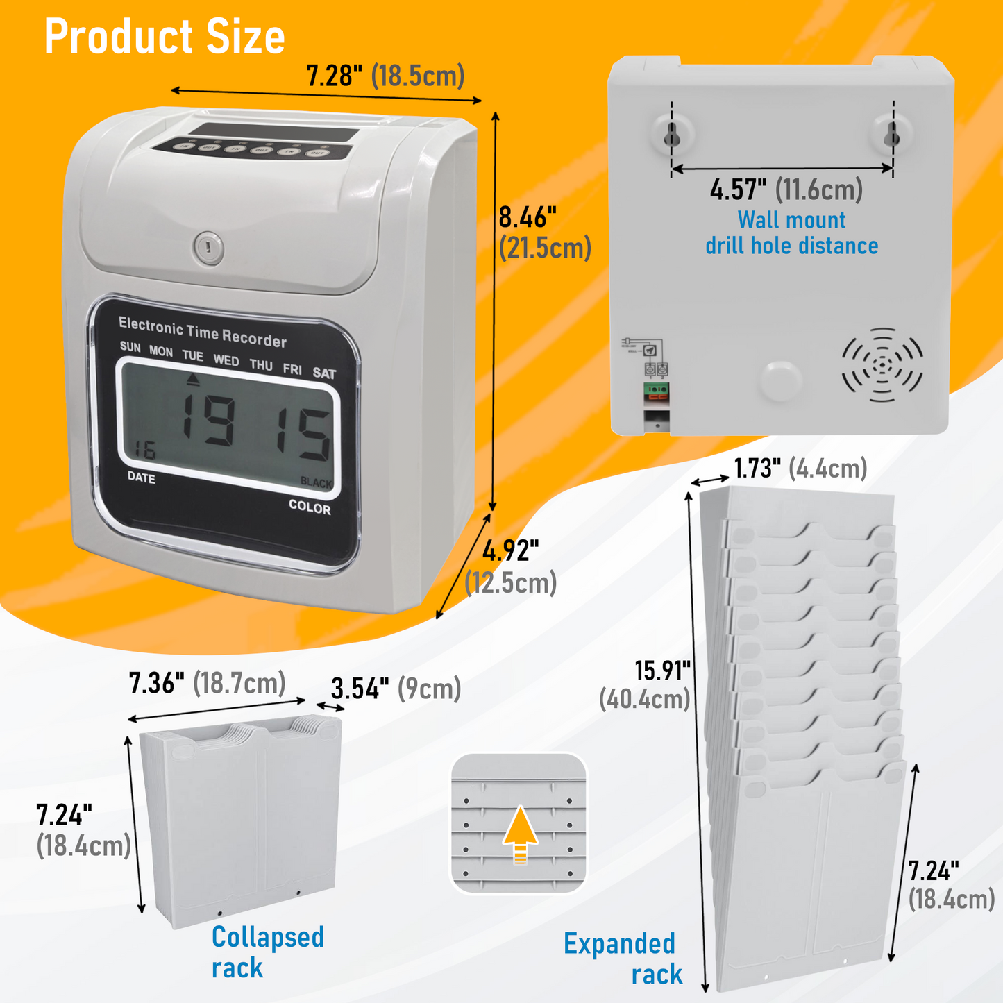 A913 - ASSUR Employee Punch Time Clock Bundle with 150 Punch Cards, 3 Ribbons, 1 Time Card Rack, 2Keys, Punch Tracker for Small Business Office Factory (Digital)